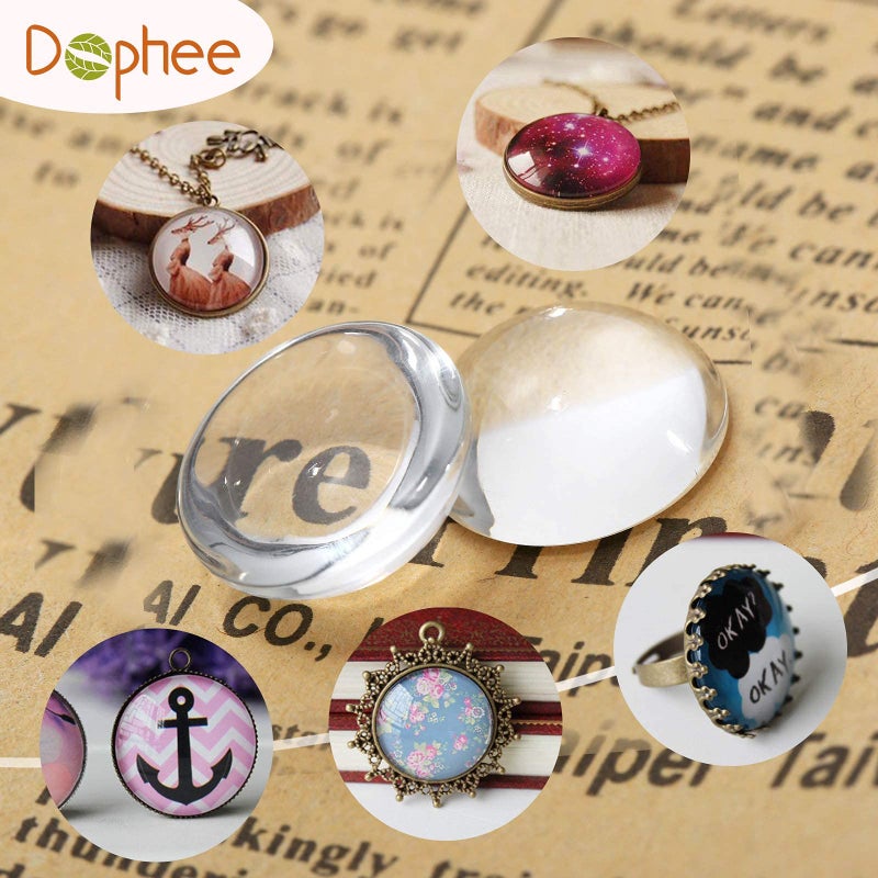 Dophee Glass Cabochons Dome Tiles, 20PCS 40mm, Thickness 8.5mm, Clear Round Flat Back Dome Cabochons Set for DIY Craft Photo Charms, Cameo Pendants, Rings, Necklace and Jewelry Making - Image 5